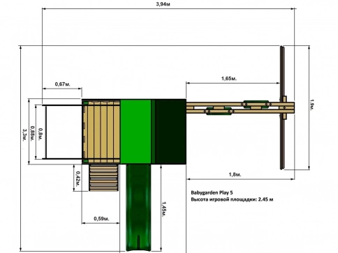 Детская игровая площадка Babygarden Play 5 - темно-зеленый (BG-PKG-BG21-DG) - 4